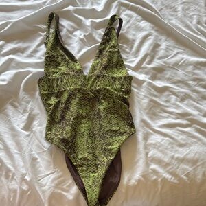 House of Harlow 1960 Green Snakeskin One Piece Swimsuit